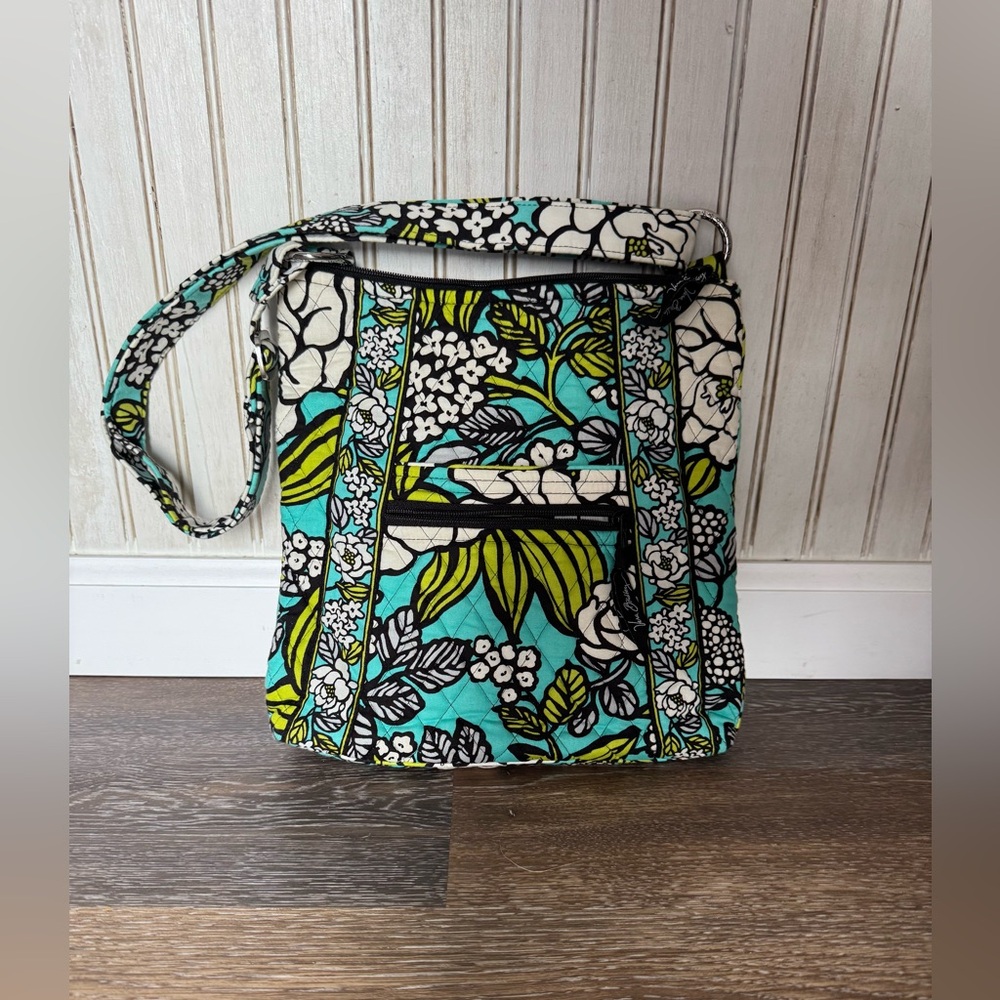 Vera Bradley Teal and Black Floral Crossbody Bag